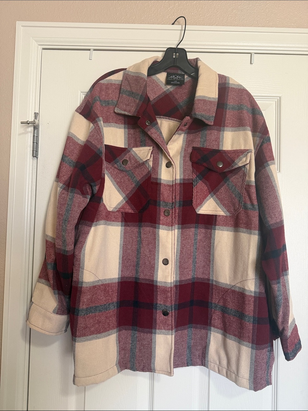 Women's Red Plaid Utility Shacket Jacket